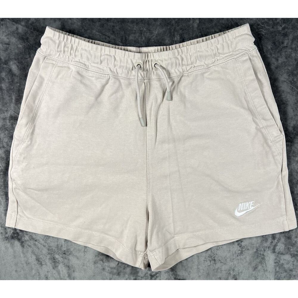 Nike Women’s Beige Lounge Shorts Small French Terry Drawstring Athletic Casual